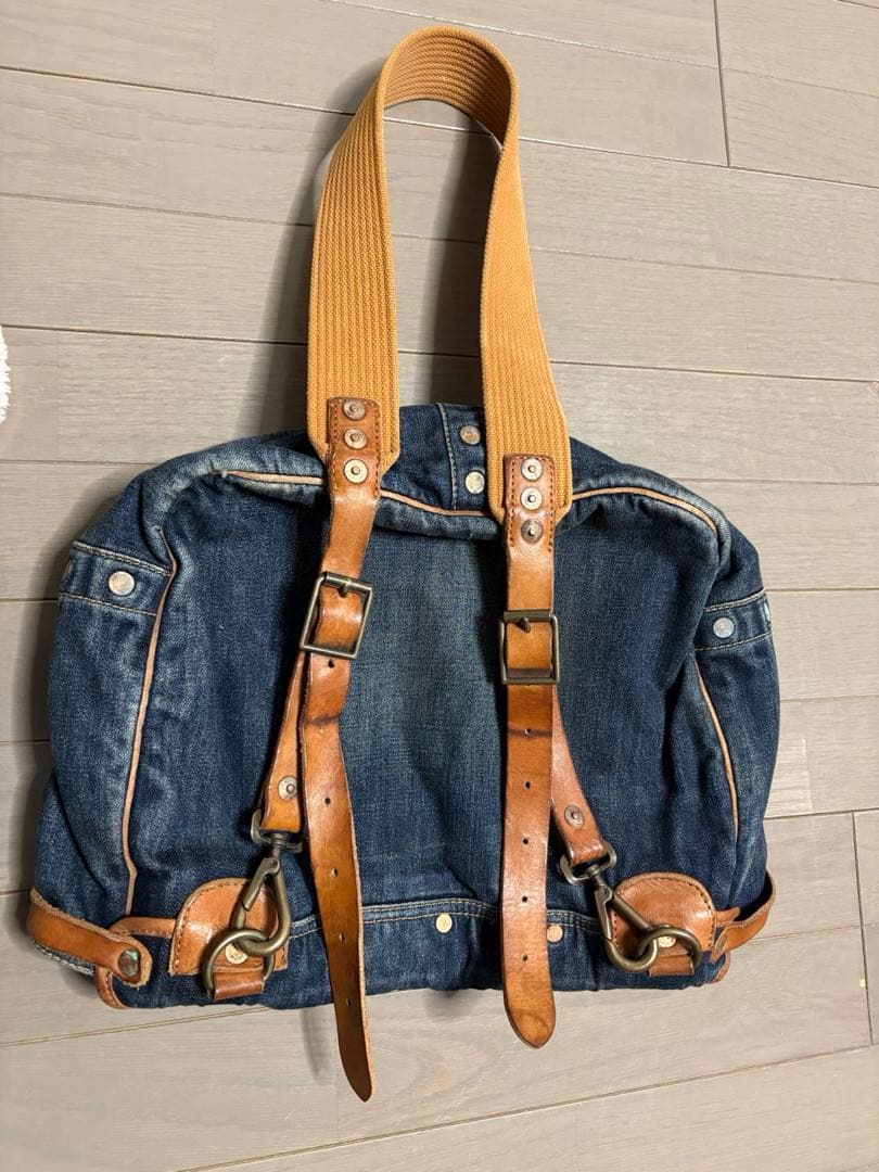 RRL ダブルアールエル デニム&レザーフラップショルダーバッグ