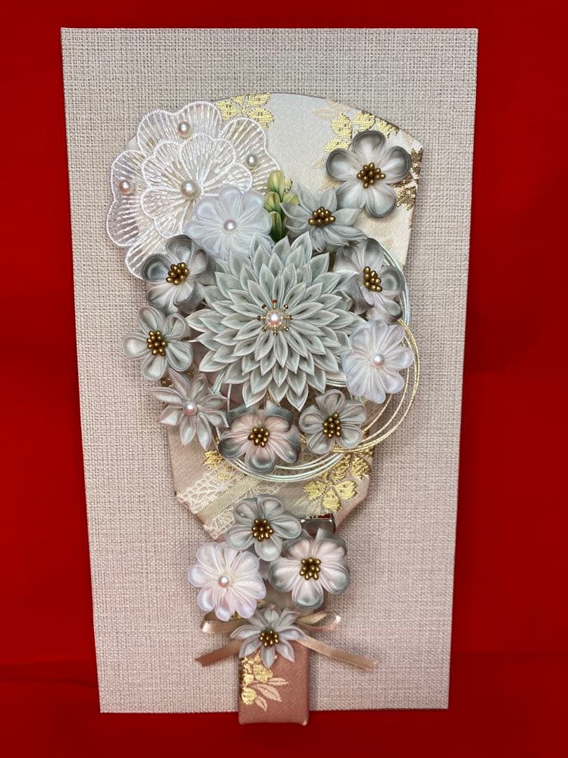 東京久月　つまみ細工額入　羽子板・壁掛け・間口約２０×奥行約９×高さ約３３㎝