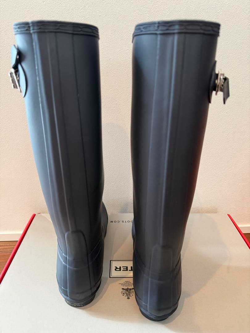 希少サイズ HUNTER レインブーツ ネイビー UK8 26〜27cm程度