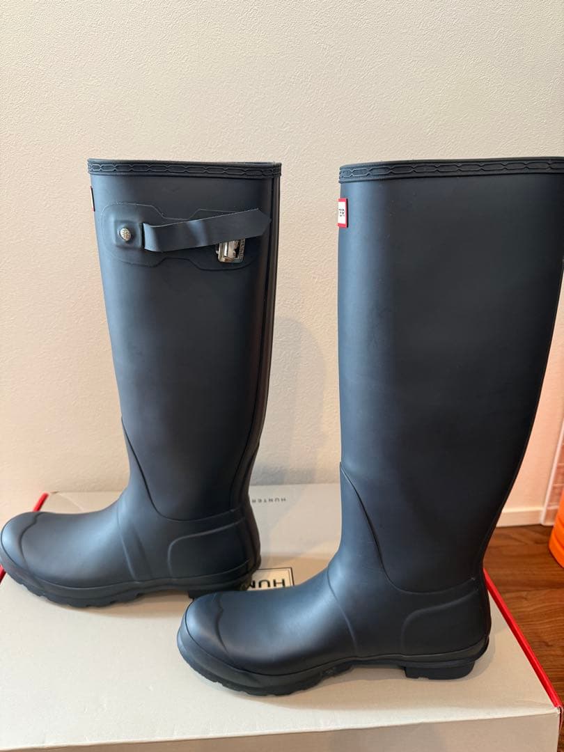 希少サイズ HUNTER レインブーツ ネイビー UK8 26〜27cm程度