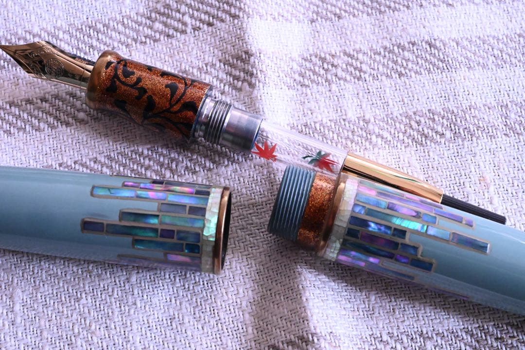 中屋万年筆、天色、螺鈿、蒔絵