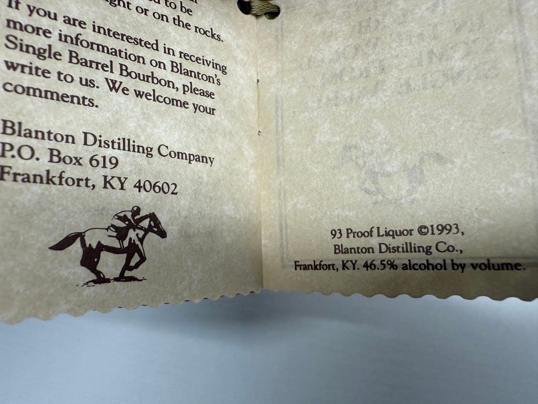Blanton's ブラントン シングルバレル　93PROOF 1993年未開封