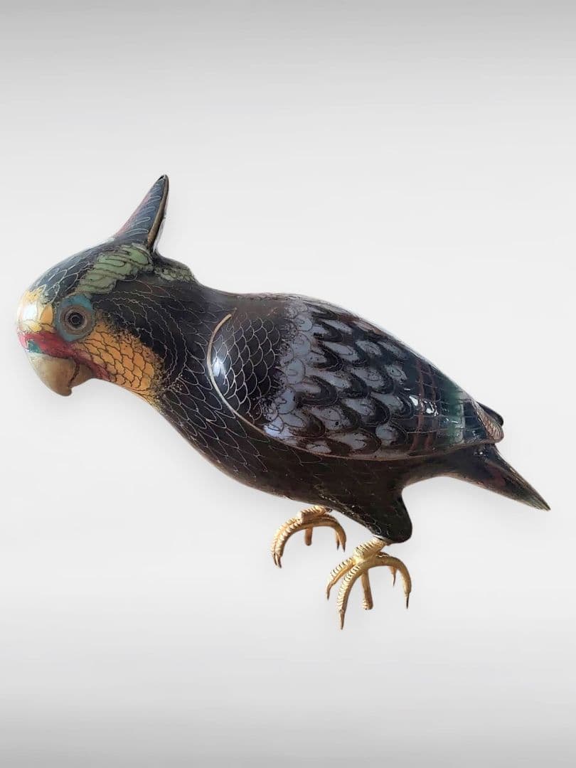 【ヴィンテージ】　アジア七宝オウムの置物