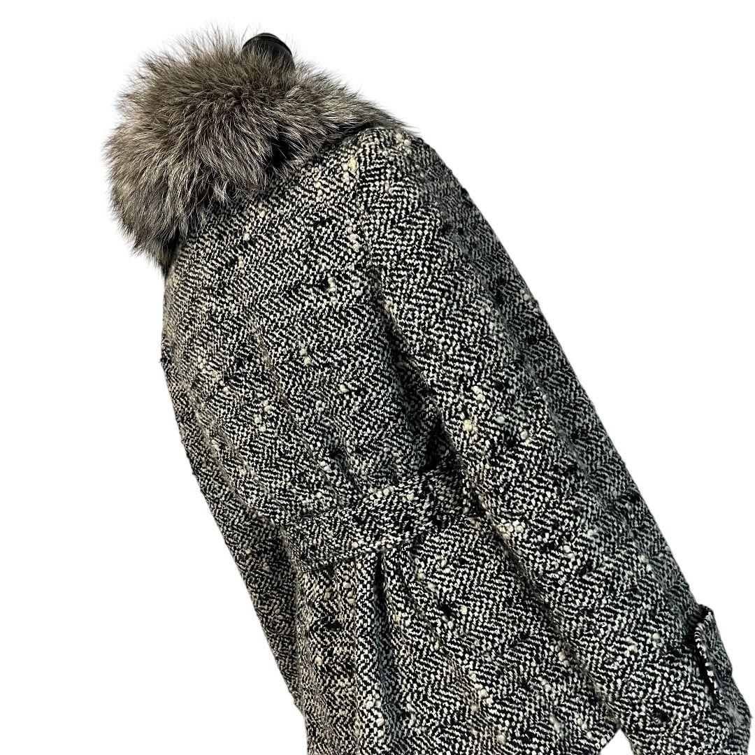 【大きいサイズ】【46】23区 フォックスファー ツイードコート