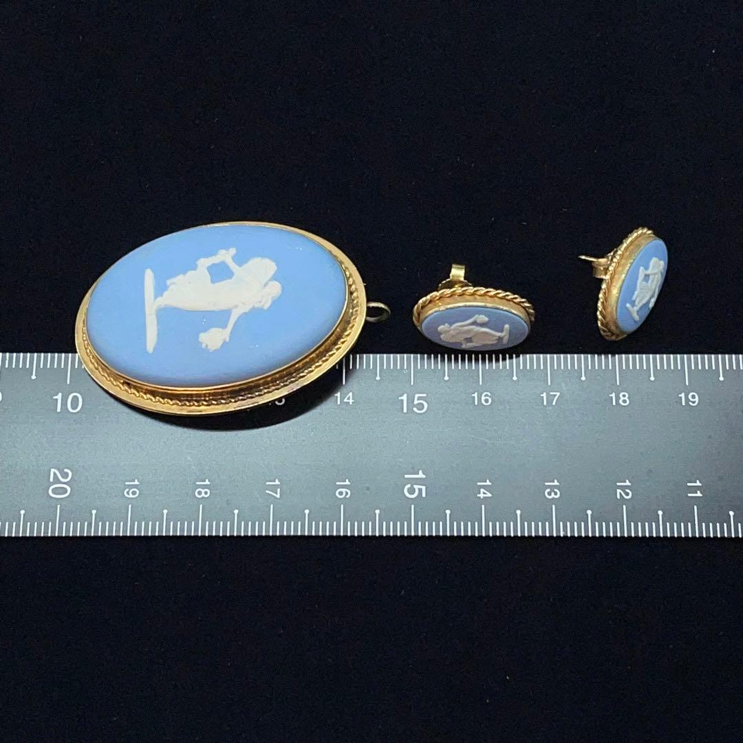 3638 ウェッジウッド ジャスパー ピアス ブローチ ペンダント K14GF