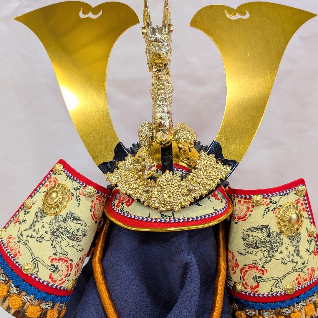 五月人形 兜飾り台付き 龍玉作 尾張 龍 獅子 ゴールド 金色 子どもの日4