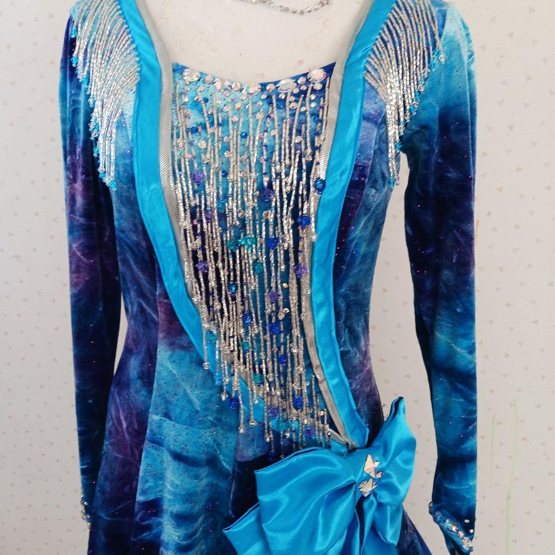 社交ダンス用ラテンドレス 青紫 グラデーション