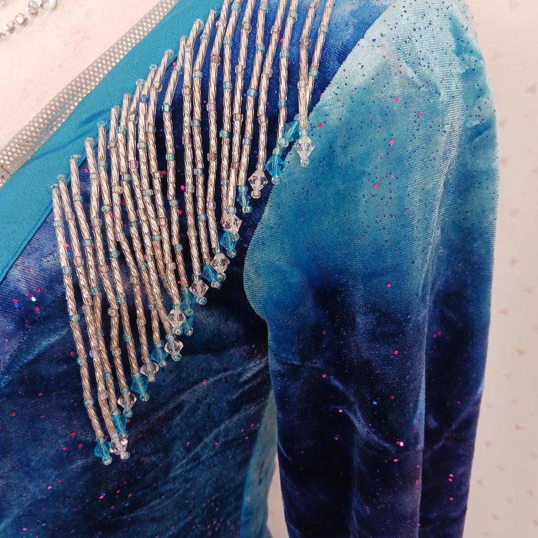 社交ダンス用ラテンドレス 青紫 グラデーション