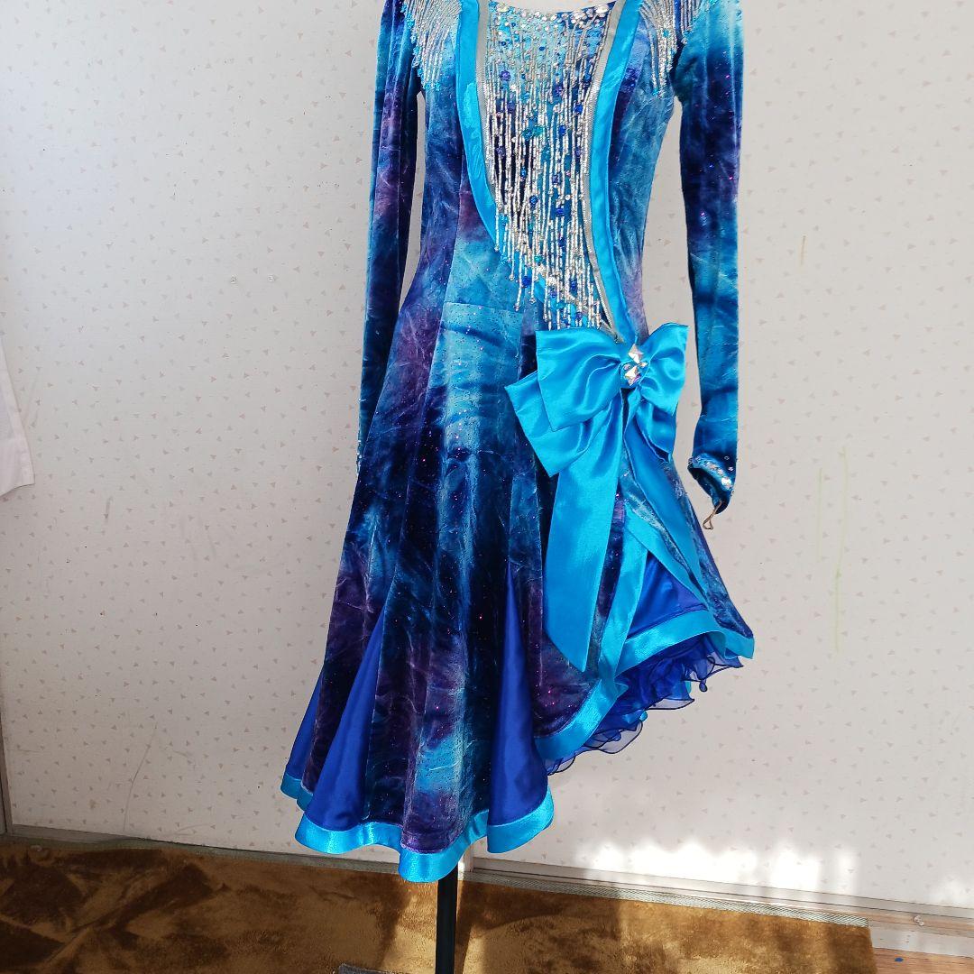 社交ダンス用ラテンドレス 青紫 グラデーション