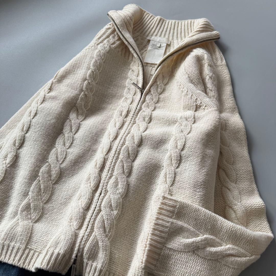 S マックスマーラ　カシミヤ混　ウール　ジップカーディガン　アイボリー