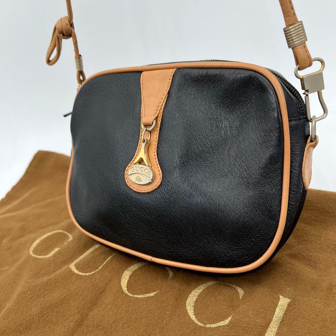 GUCCI ショルダーバッグ ポシェット 斜めがけ ロゴ金具 グッチプラス 本革