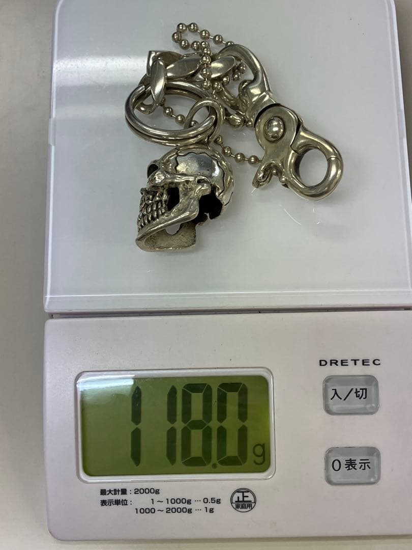 E シルバー925 スカルキーホルダー