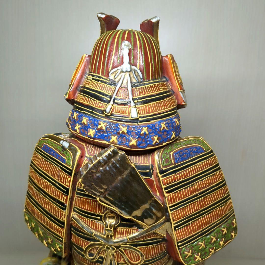九谷焼　骨董　鎧武者　戦国武将　武士　高さ約３１センチ