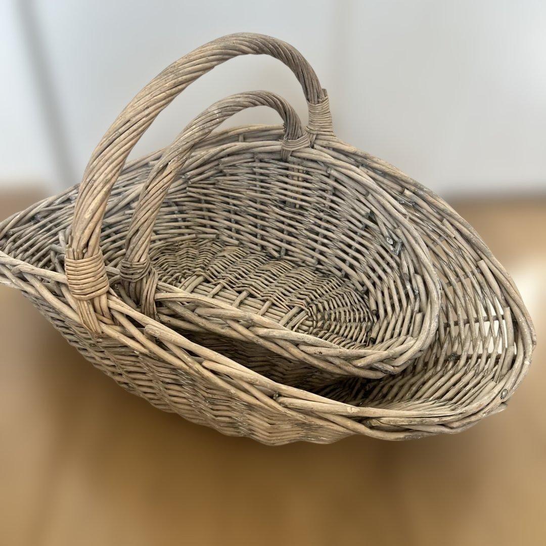 ザラホーム　かご　シャビー　2点セット　バスケット