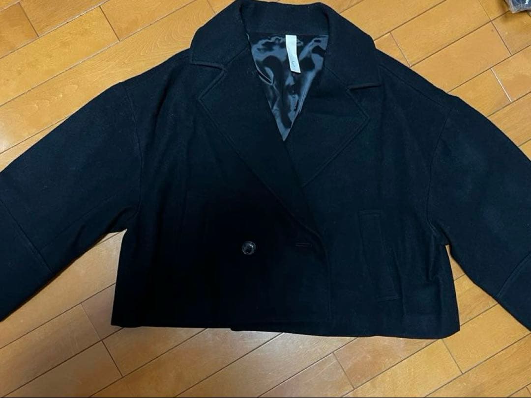 ヤマダヤ　Aga+ 黒 ウール ピーコート ダブルブレスト