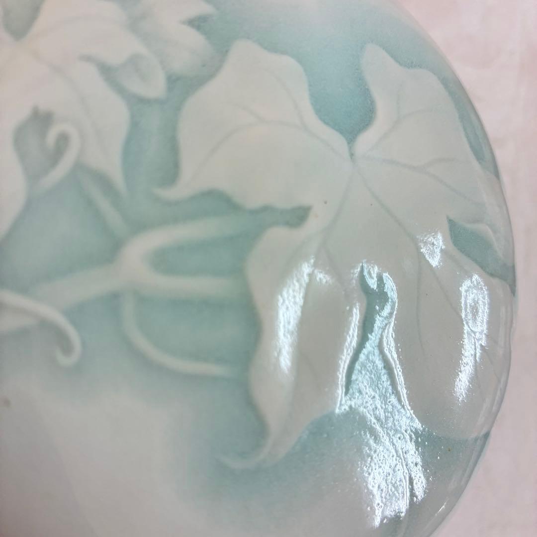 陶房 游騁窯 天坊昌彦 蔦文印盒 香合 茶道具 青磁