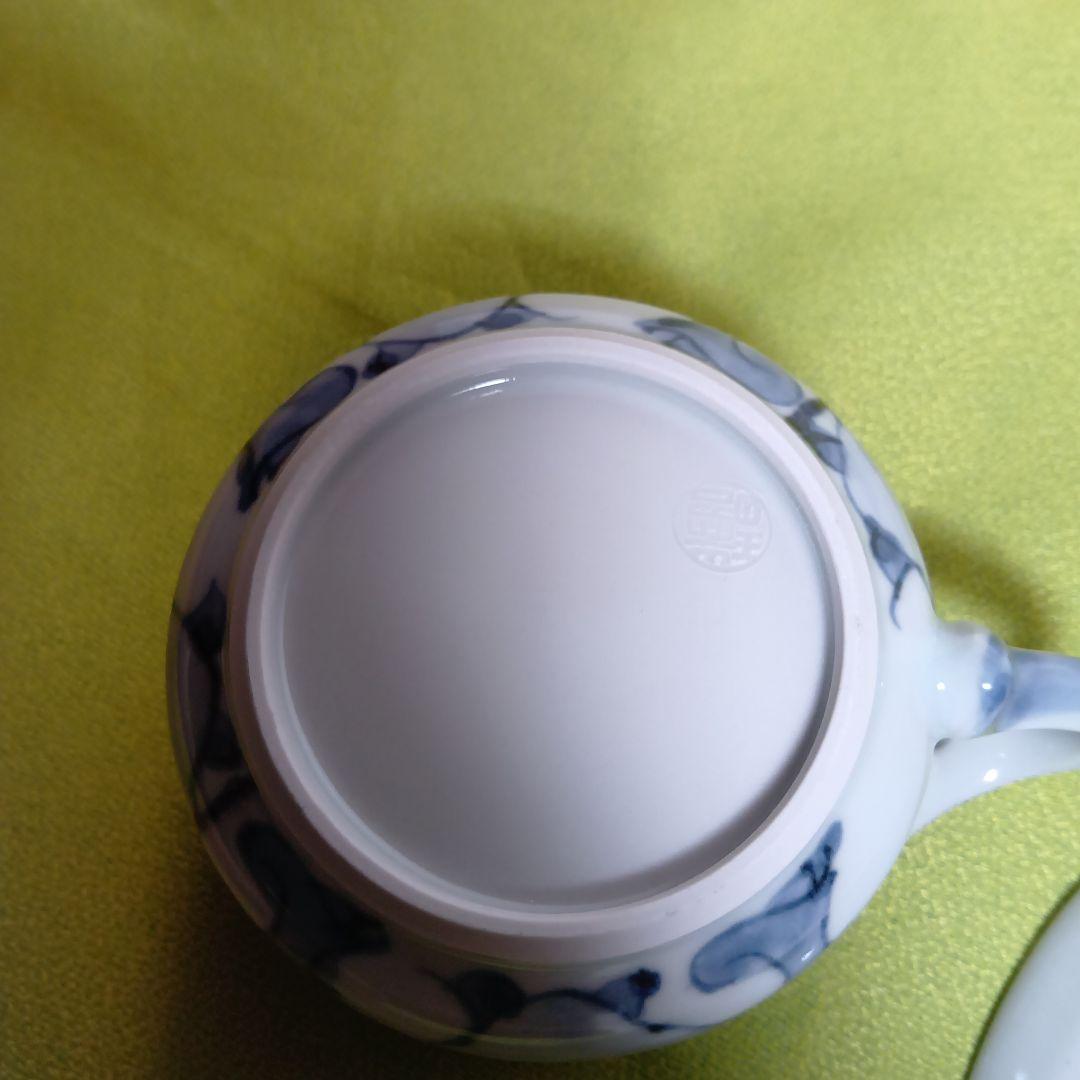 清水焼 瑞昭窯 名匠 二代目作 カップ ソーサー 手書き 染付