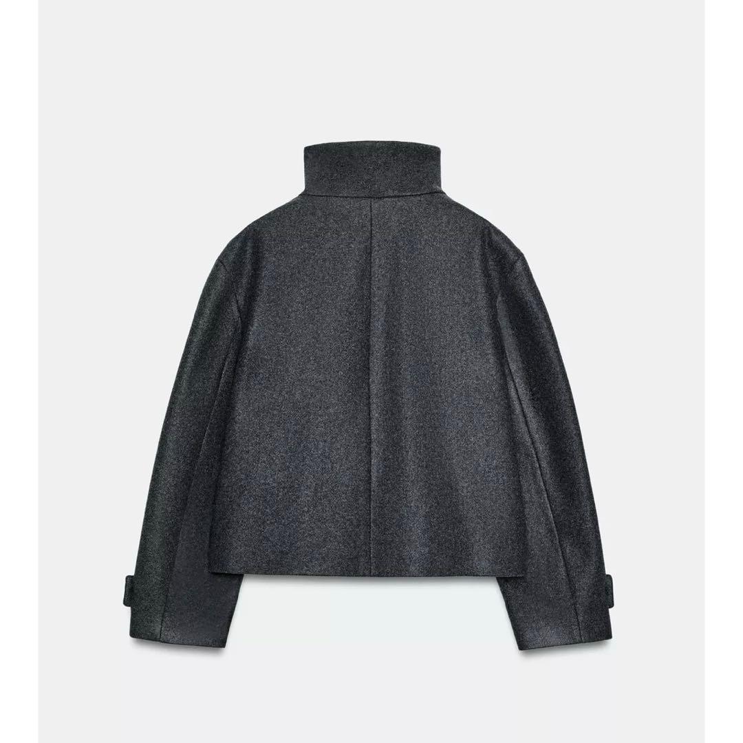 ZARA ハイネックショートコート グレー