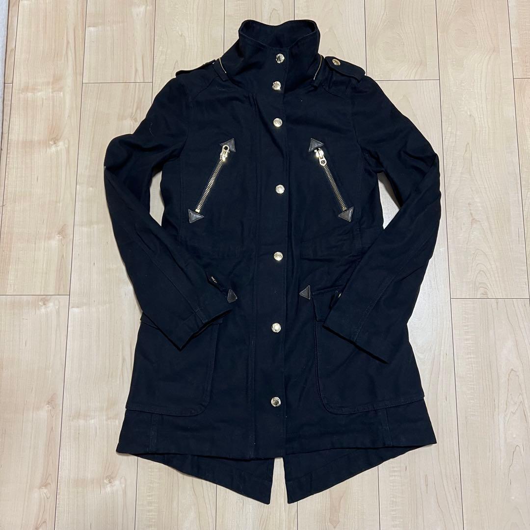 美品 ジューシークチュール ファー付きフード 黒 モッズコート サイズS