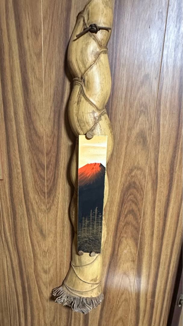 短冊掛け　亀甲竹製　赤富士短冊付き　茶道具