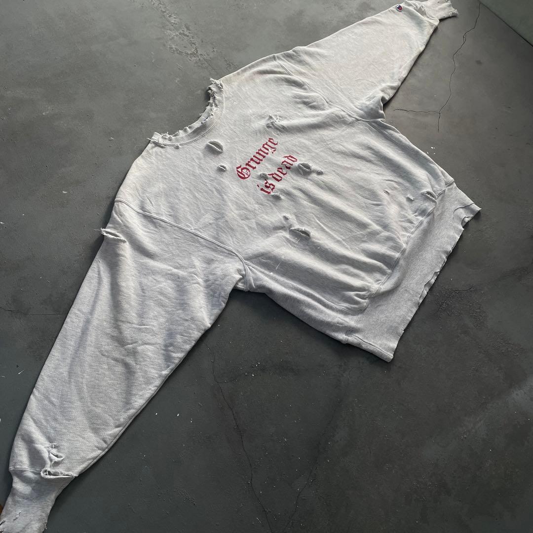 90's grunge is dead“ペイント“杢”XL“boro sweat