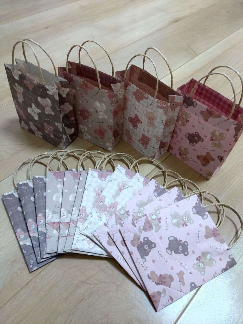 ミニ紙袋 大きめ「いちごいろ」「レトロベア」「テディベア」