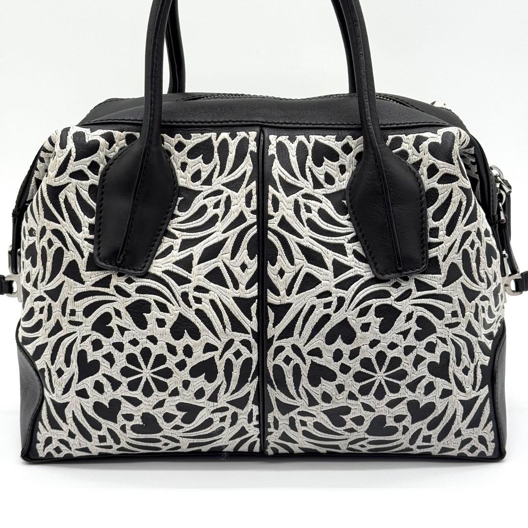 TOD'S トッズ Dスタイリング 刺繡 レザー 本革 2way ハンド バッグ