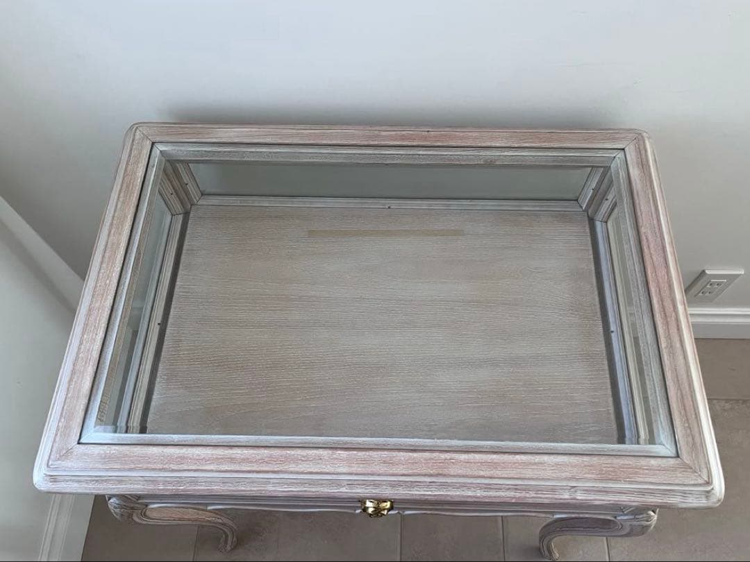 【ドレッサーにぴったり】ガラス天板引き出し付き、優雅なコンソールテーブル