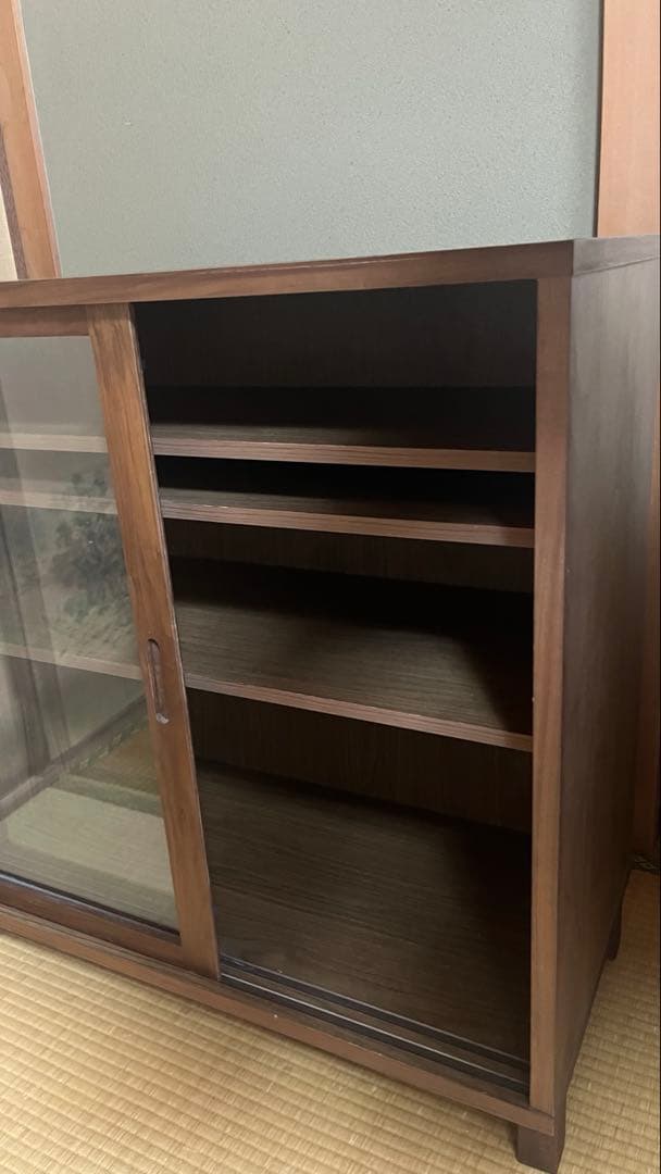 無印良品 ウォールナット材キャビネット 引戸タイプ 脚付き 廃盤モデル