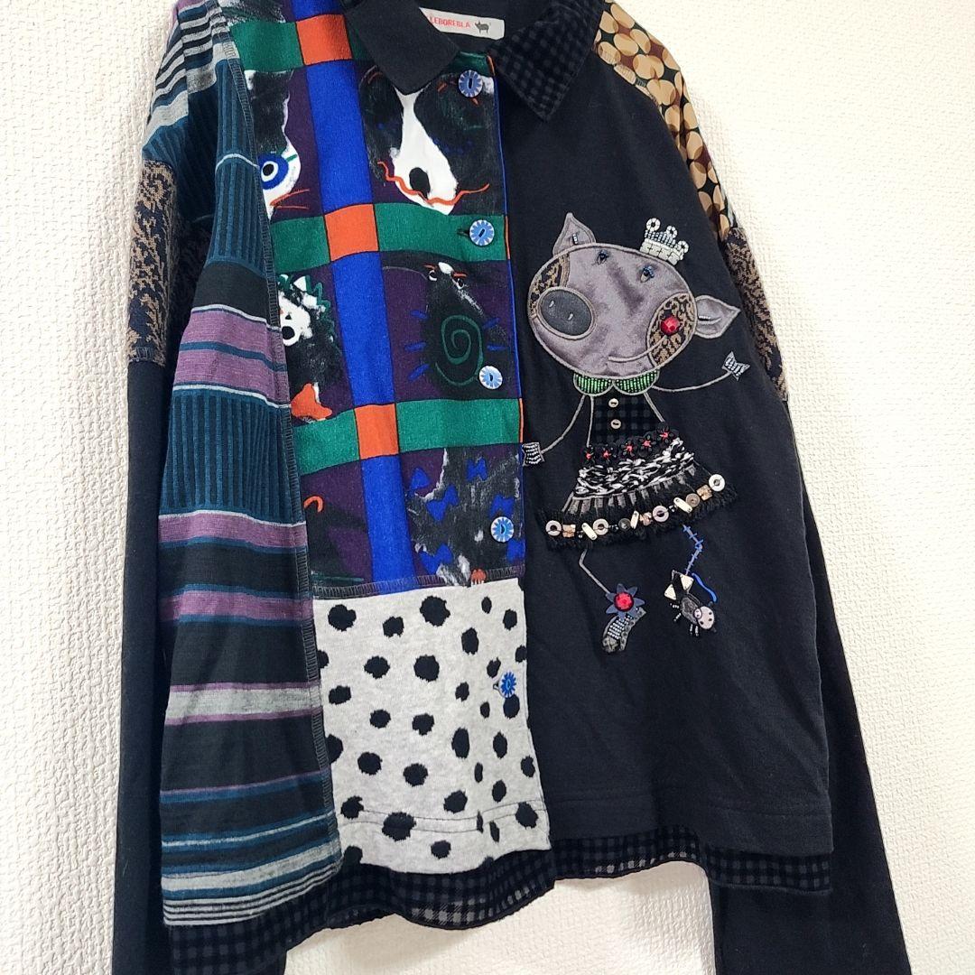 美品✨　オレボレブラ アルベロベロ ぶたさん　ビジュー　長袖シャツ　ウール混