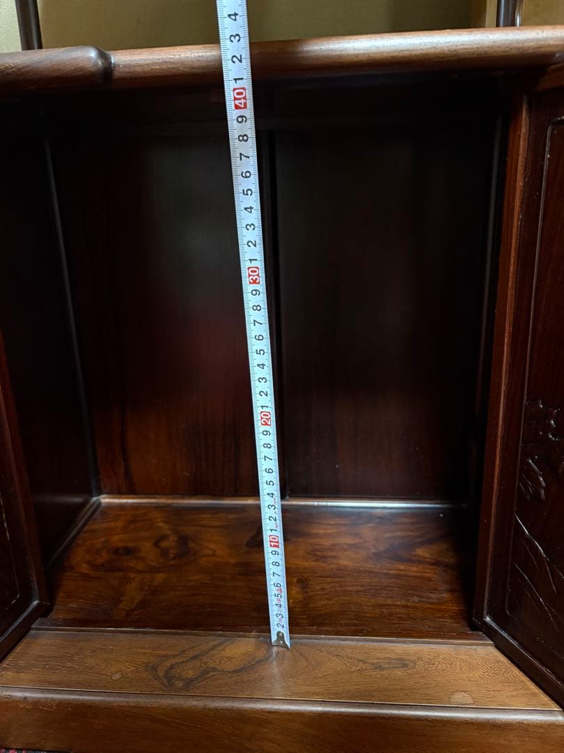 唐木　茶箪笥　茶棚　飾り棚　違い棚　引出し付き　レトロ　木製オープンシェルフ