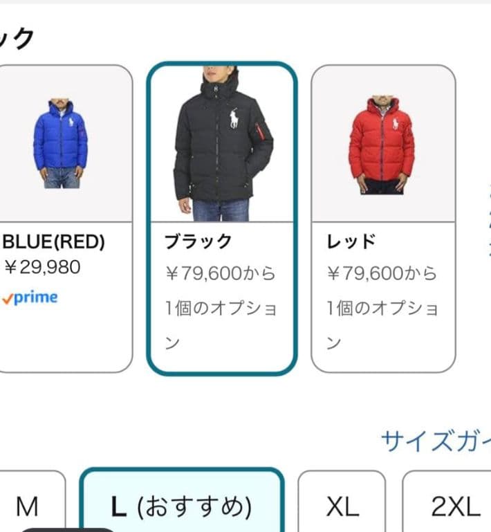 POLO RALPH LAUREN ブラック ダウンジャケット L