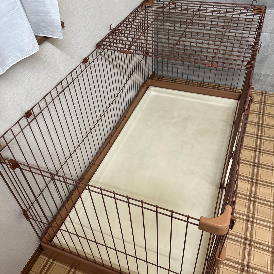 リッチェル ペット用お掃除簡単サークル 150-80 ブラウン　屋根付きセット