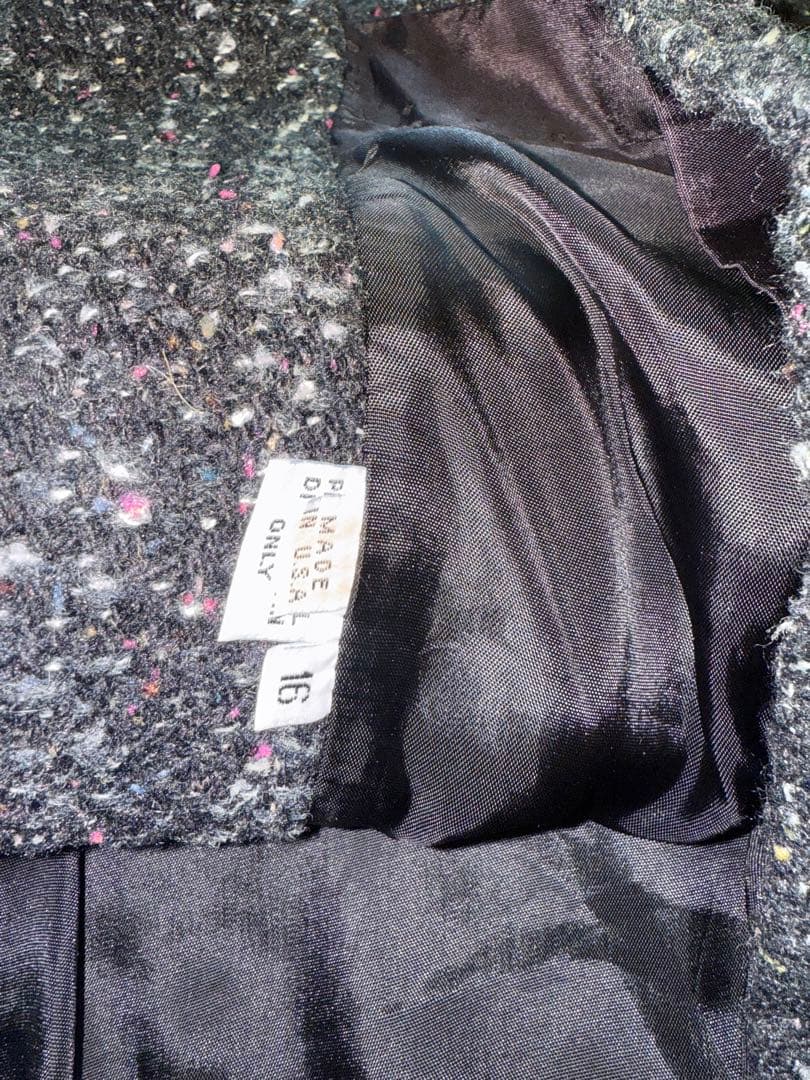 80s 黒ツイード　ブルゾンコート　usa製