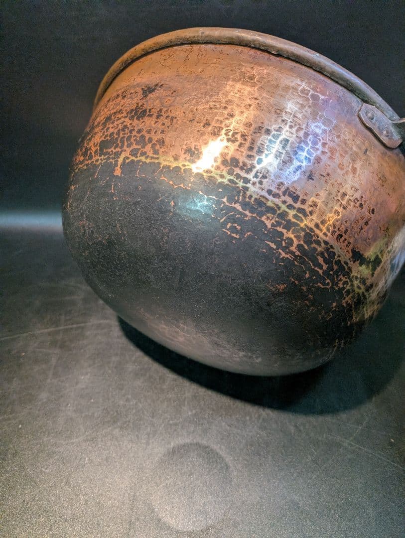 純銅 大ぶり 取っ手付 あんこ鍋 直径35㎝ 銅製 銅鍋 槌目 製菓 業務用プロ