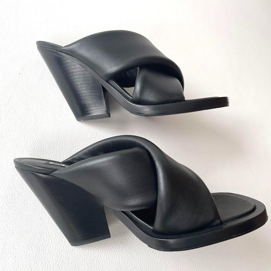 美品＊ジルサンダー ミュール クロスサンダル ブラック【38】