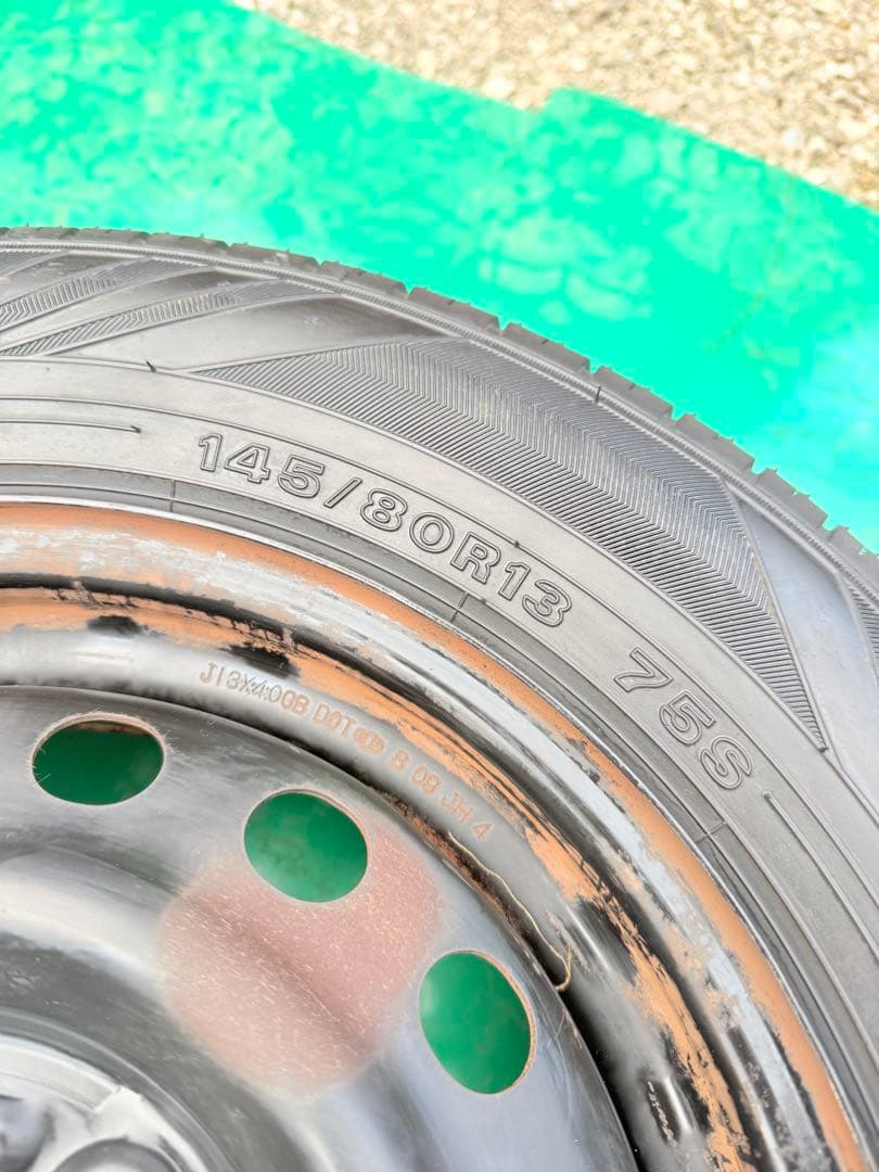 145/80R13 サマータイヤ スチールホイール付き 13x4.00B/4穴