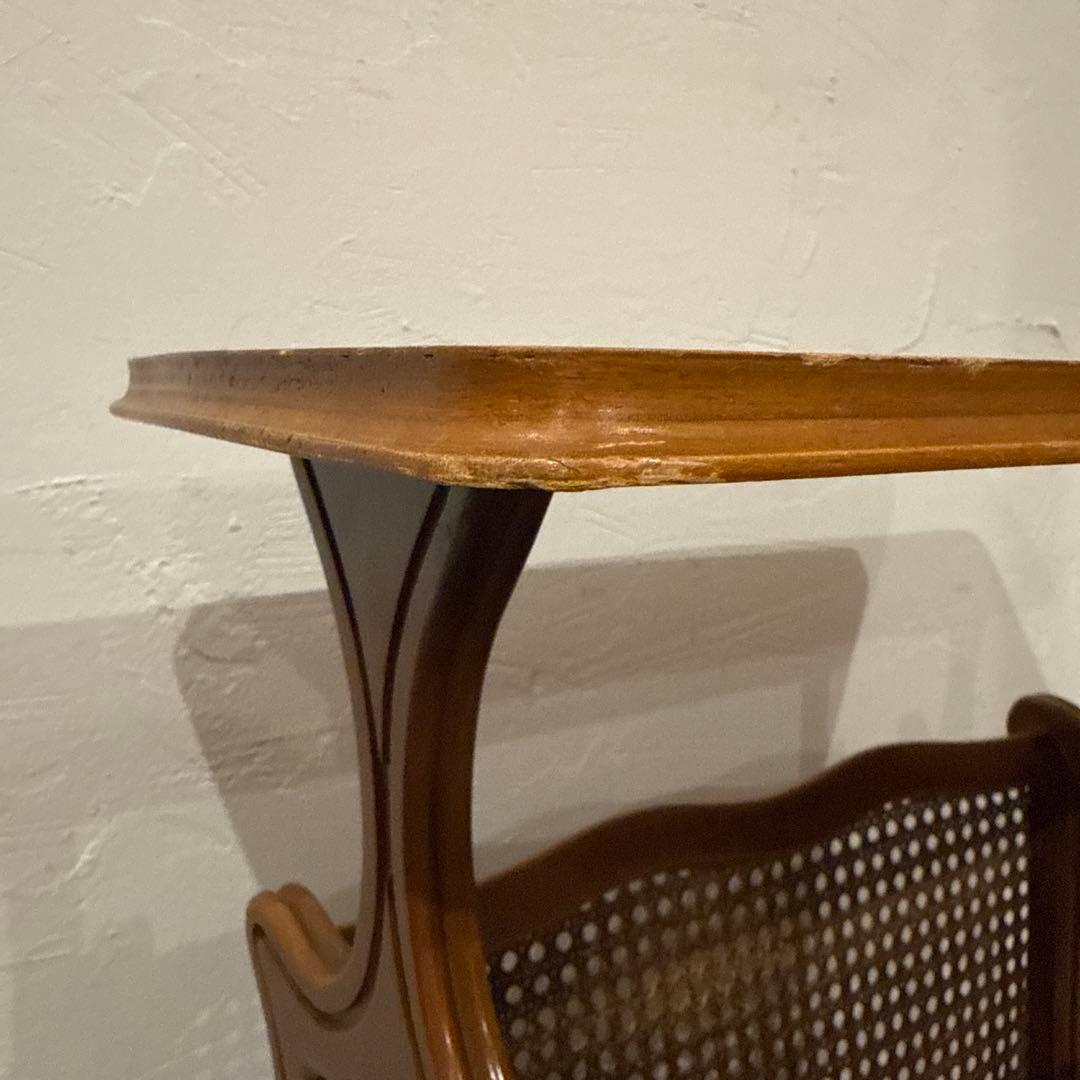 ヴィンテージ　木製サイドテーブル　マガジンラック付き