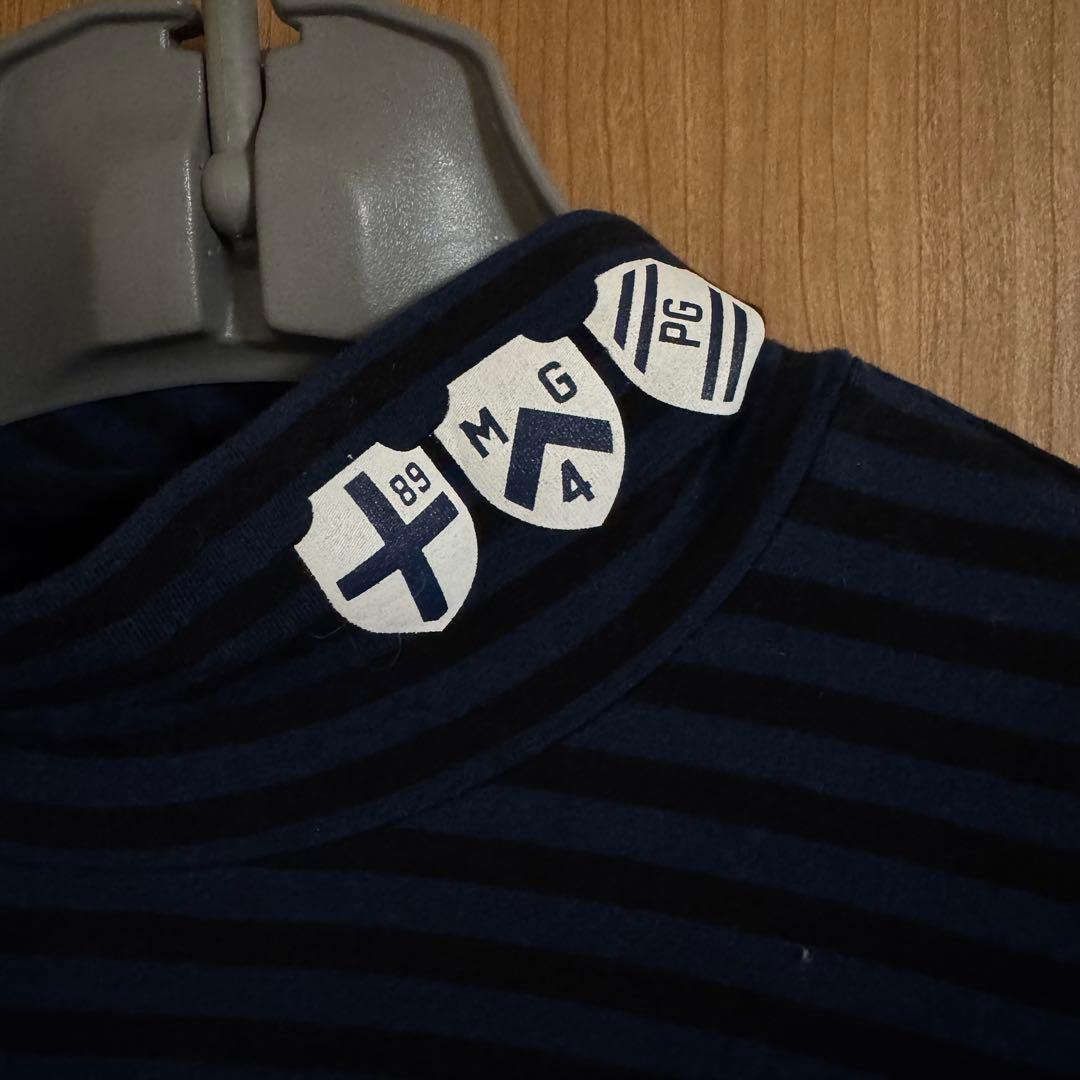 パーリーゲイツ ハイネック 長袖 L ボーダー　ネイビーブラック