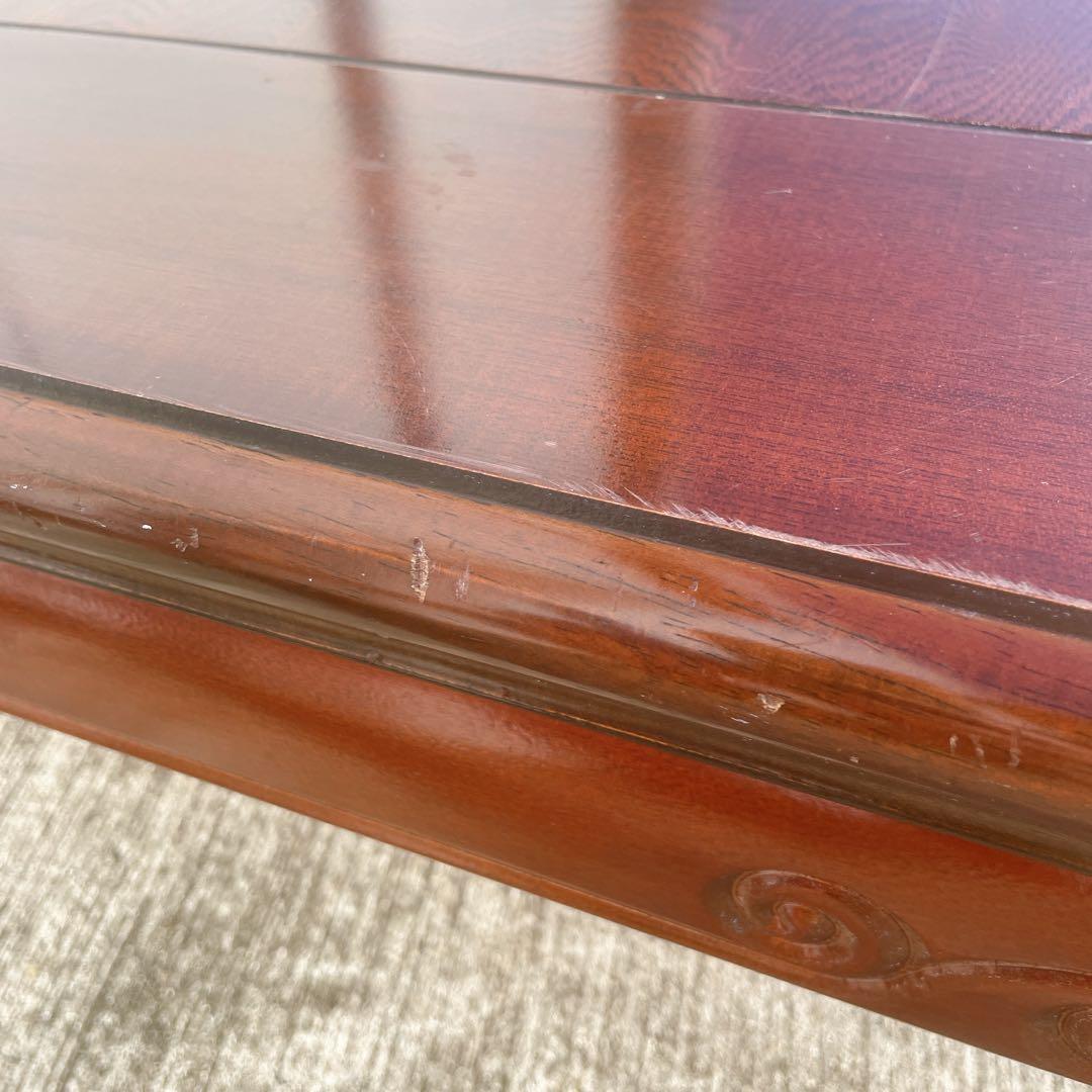 唐木家具 彫刻 花梨家具 木製座卓 ダークブラウン 和室座敷 アンティーク②