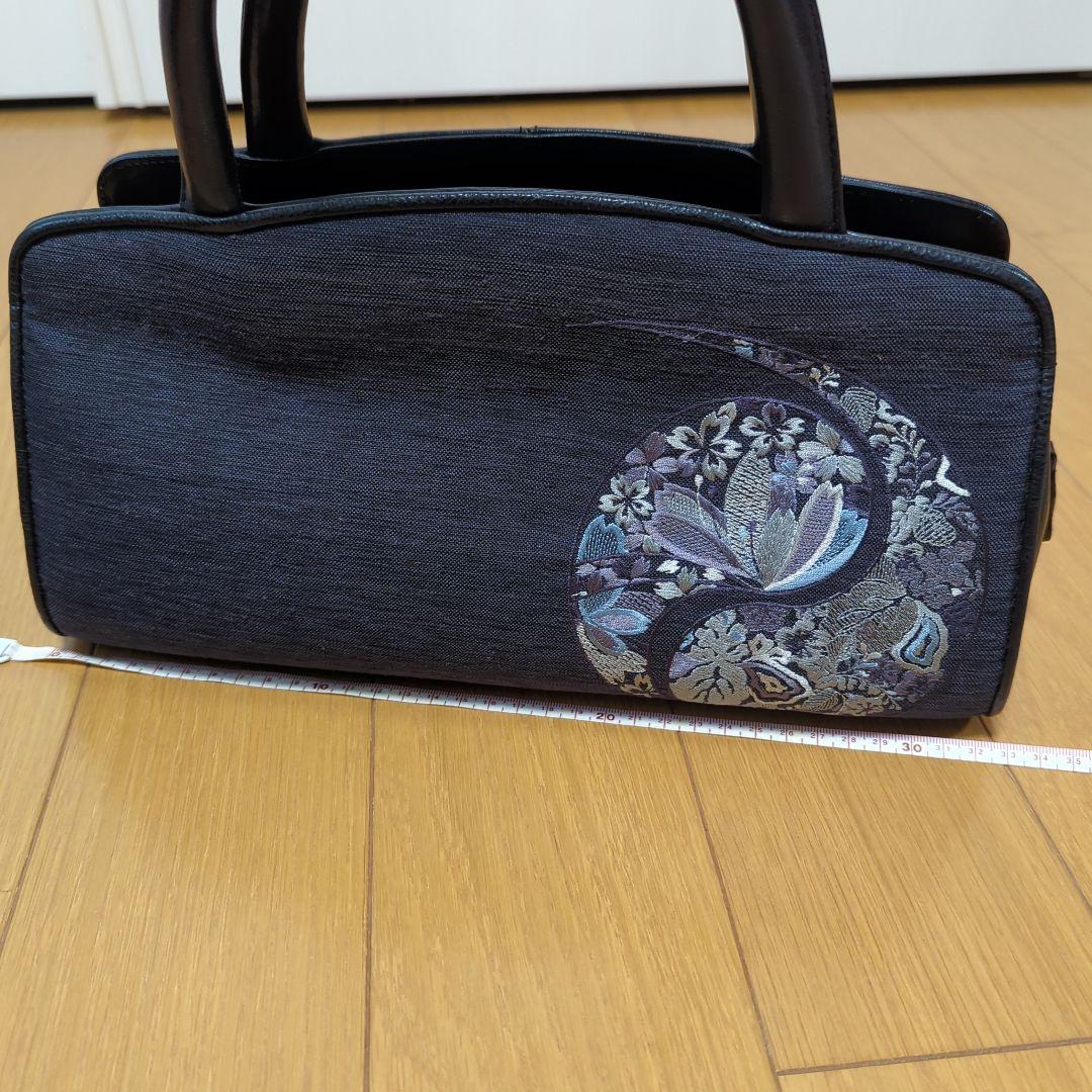 ★じゅりりん＞❁⃘*.゜和装用バッグ ダークグレー 花柄刺繍❁⃘*.゜