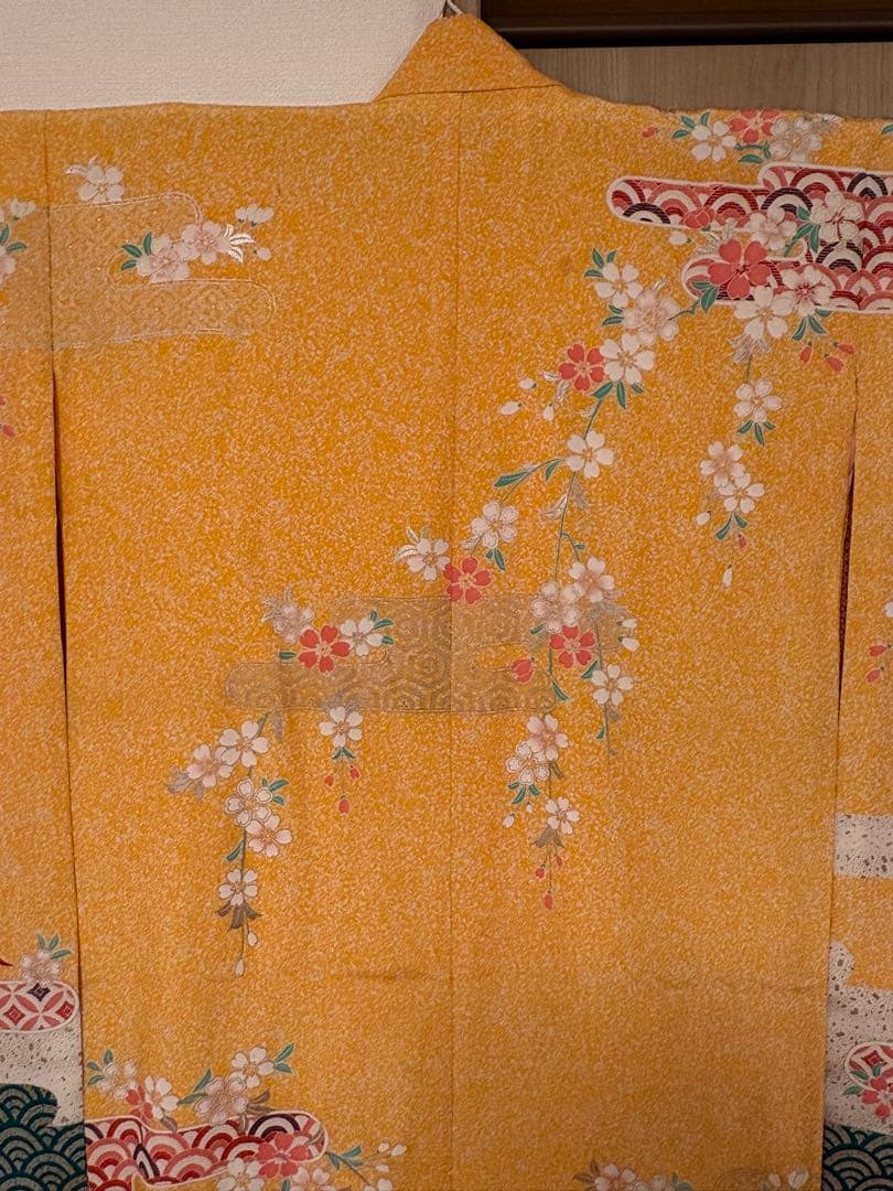 七五三 7歳祝い着 正絹 黄色 おしどり M2509025