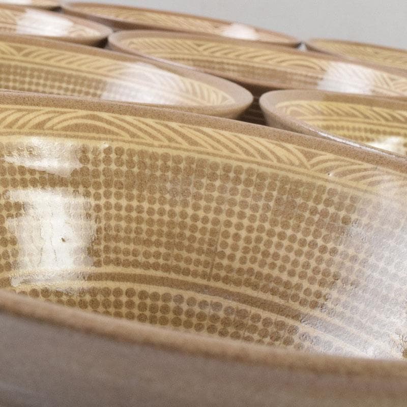 茶道具　廣洲窯　趙子守作　三島茶碗　数茶碗　十客　共箱　V　R9215H