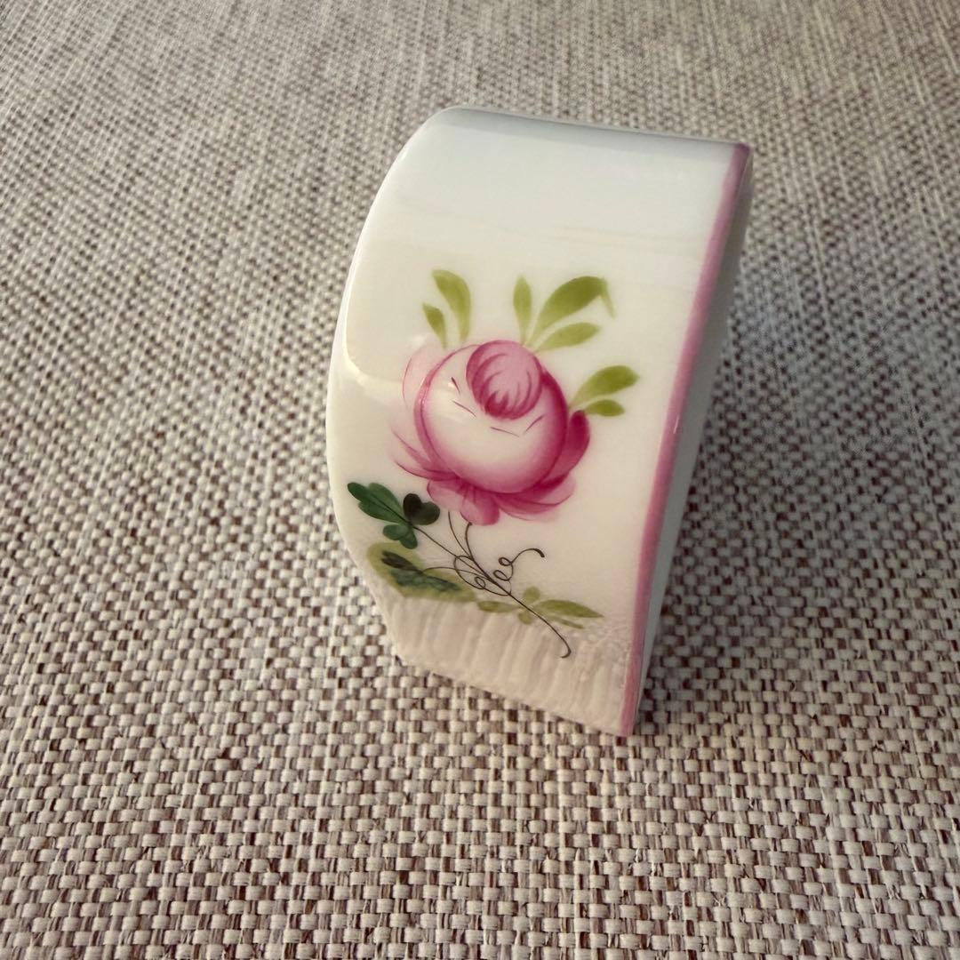 ヘレンド ウィーンの薔薇　ピンク　猫　ミニ小物入れ ボンボニエール