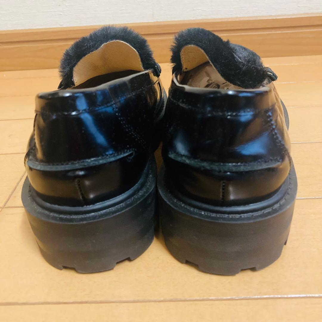 ARTESANOS アルテサノス レザー ×ファー ローファー　黒　ブラック