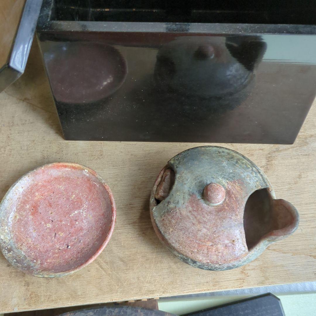 骨董 たんころ 灯火器 灯り 木製台 陶器 いろいろ 木箱