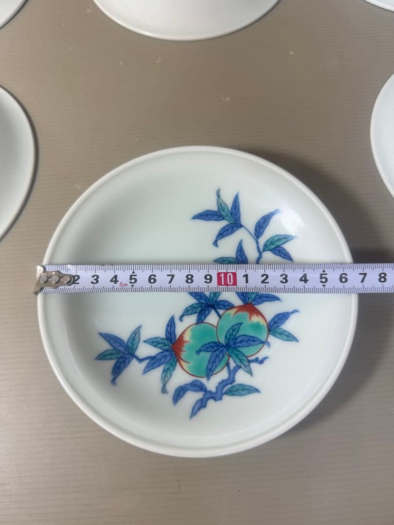 2462 人間国宝 今泉今右衛門 作 桃文様飾皿  6客　未使用