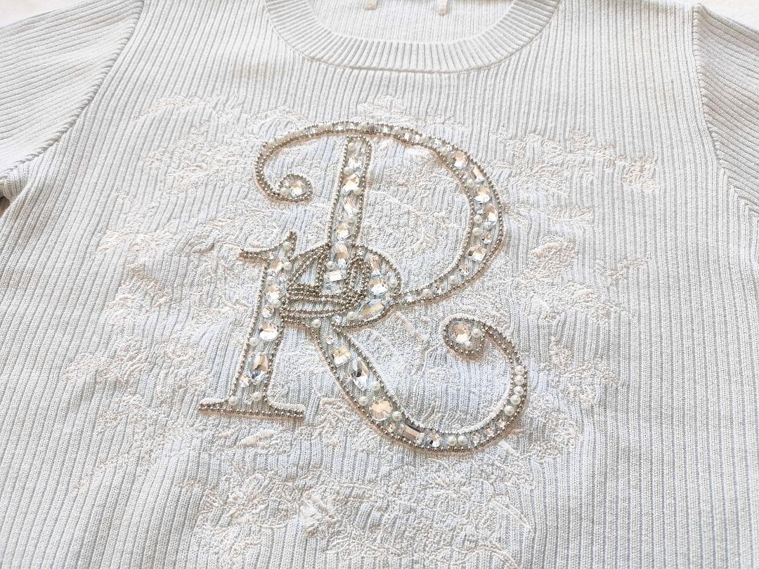 ダーリッチ darich DRビジューフラワーリブニットトップス SAX