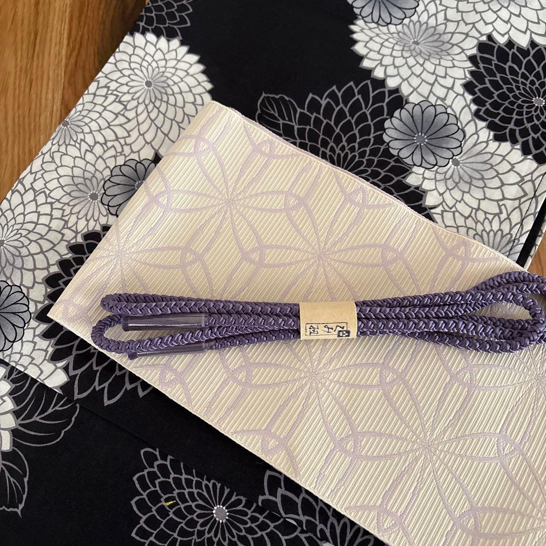 ☆浴衣☆新品☆帯付き☆花柄☆ブラック☆大人☆浴衣セット☆乱菊