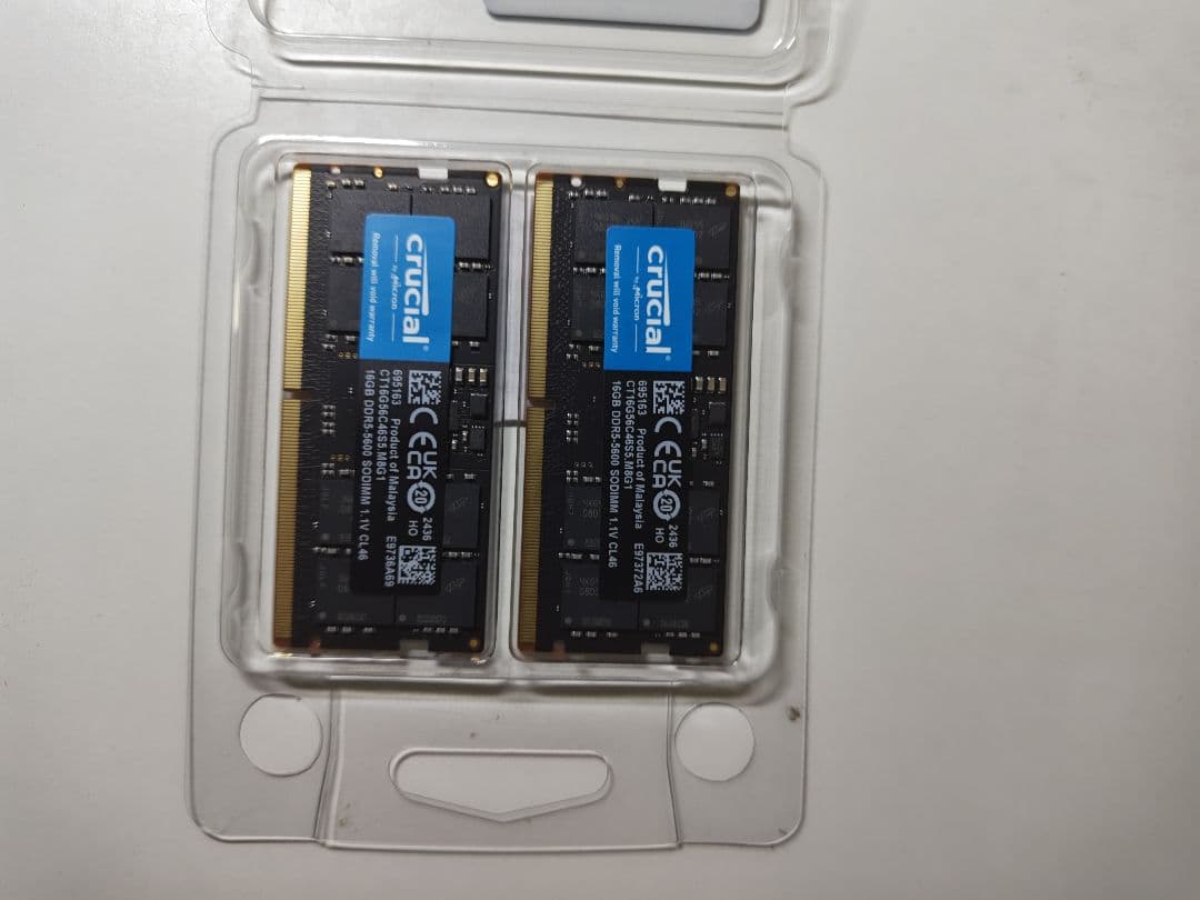 メモリー crucial SODIMM DDR5-5600 32GB (2 x 16GB)